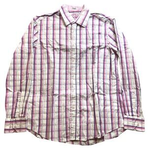 Bugatchi Shirt Mens Large Plaid Preppy Academia Career Office Everyday